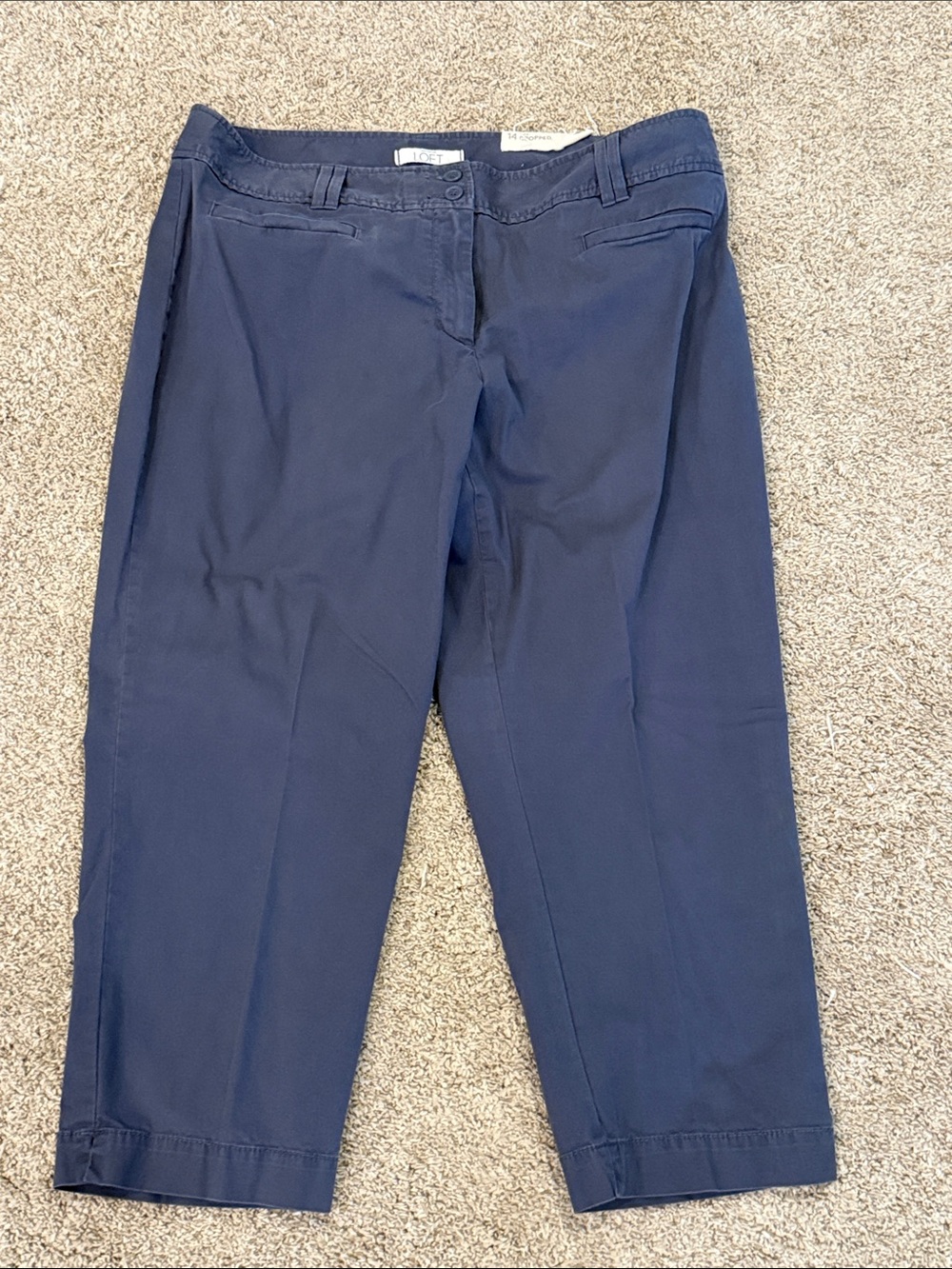 LOFT Navy Capris with Tailored Front